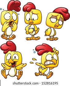 Cute cartoon chicken. Vector clip art illustration with simple gradients. Each in a separate layers.