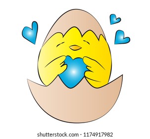 Cute cartoon chicken vector illustration.