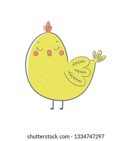 Cute cartoon chicken. Vector illustration.