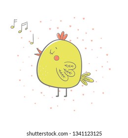 Cute cartoon chicken. Vector illustration.