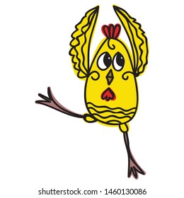 Cute cartoon chicken. Vector illustration
