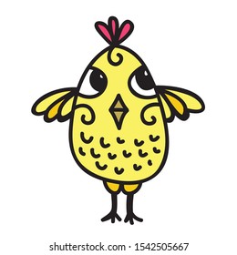 Cute cartoon chicken. Vector illustration