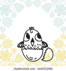 Cute cartoon chicken. Vector illustration