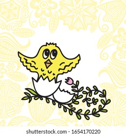 Cute cartoon chicken. Vector illustration