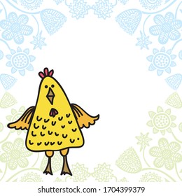 Cute cartoon chicken. Vector illustration