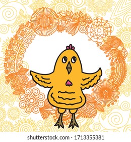 Cute cartoon chicken. Vector illustration