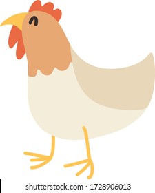 Cute Cartoon chicken, Vector illustration chicken on a white background. Drawing for children
