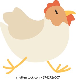 Cute Cartoon chicken, Vector illustration chicken on a white background. Drawing for children