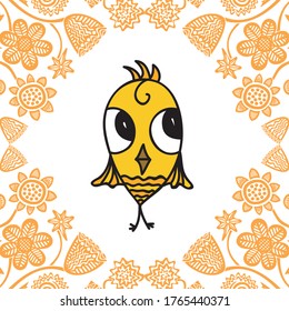 Cute cartoon chicken. Vector illustration