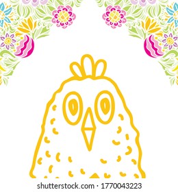 Cute cartoon chicken. Vector illustration