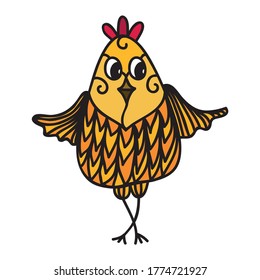 Cute cartoon chicken. Vector illustration