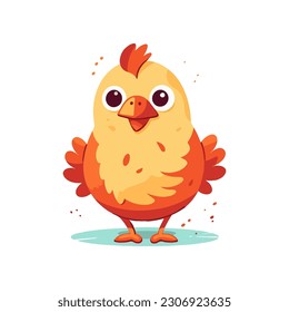 Cute Cartoon Chicken Vector Illustration