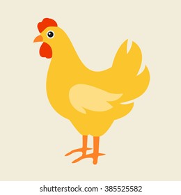 Cute cartoon chicken vector illustration.