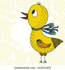 Cute cartoon chicken. Vector illustration.
