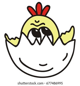 Cute cartoon chicken. Vector illustration.