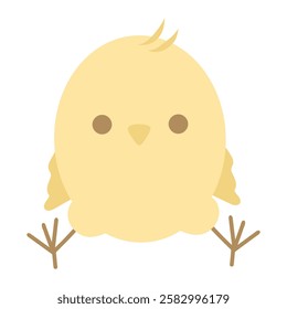 Cute cartoon chicken vector, yellow chick 