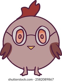 Cute Cartoon Chicken Wearing Glasses Vector Illustration on White Background for Kids Design and Creative Projects