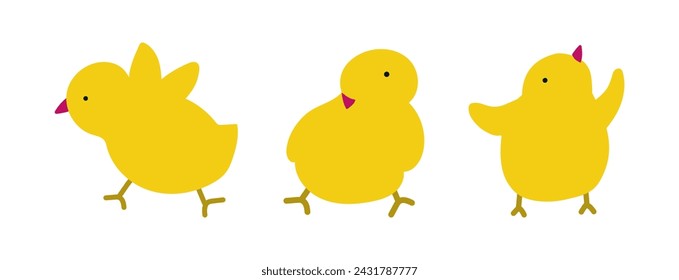 Cute cartoon chickens for easter design. Vector illustration.