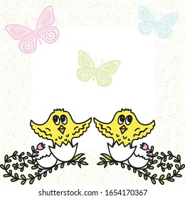 Cute cartoon chickens. Vector illustration