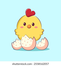 cute cartoon chicks the chicks have just hatched vector animal design. animal cartoon for elements, sticker and clipart