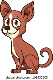 Cute cartoon chihuahua sitting. Vector illustration with simple gradients. All in a single layer.