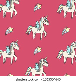 Cute Cartoon Childish Patterns.Unicorn  Pattern Texture Background. Unicorn Seamless pattern Cute Cartoon Unicorn textile pattern print.