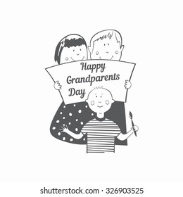 Cute cartoon children with banner.