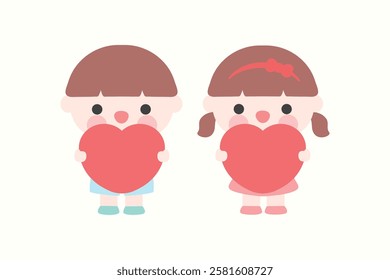 Cute cartoon children with love