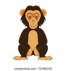 Cute cartoon chimpanzees. Vector illustration isolated on white background.