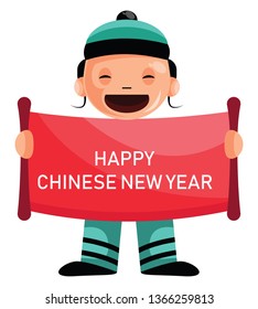 Cute Cartoon chinesische Junge Vektorgrafik auf Hintergrund
