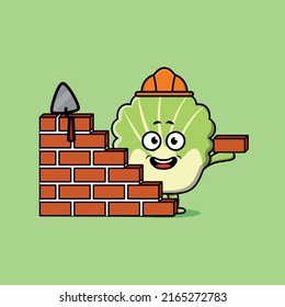 Cute cartoon chinese cabbage as mason character in 3d modern style design