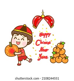 Cute Cartoon Chinese Kids for Chinese New Year.