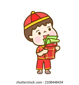 Cute Cartoon Chinese Kids for Chinese New Year.
