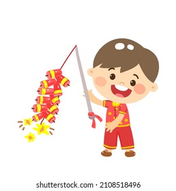 Cute Cartoon Chinese Kids for Chinese New Year.