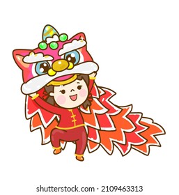 Cute Cartoon Chinese Kids for Chinese New Year.