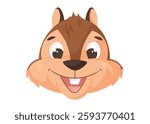 Cute cartoon chipmunk head with big eyes and a happy smile. Adorable woodland animal mascot, perfect for kids