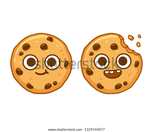 おかしな顔をしたカワイイカレのカットーチョコチップクッキーのキャラクター クッキーのマスコットベクターイラスト のベクター画像素材 ロイヤリティフリー Shutterstock