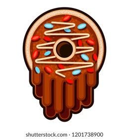 cute cartoon chocolate donut vector illustration on white background