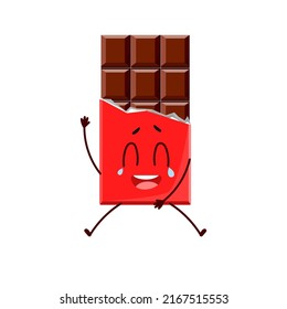 Cutáneo chocolate con dibujos animados con la emoción de la risa. Símbolo vectorial resaltado en un fondo blanco para una mascota, libros, postales y mucho más.