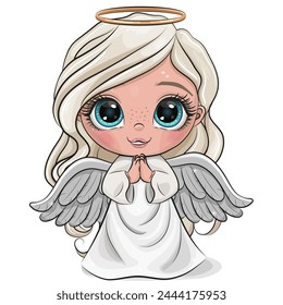 Cute Cartoon Christmas angel on a white background