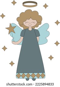 Cute cartoon Christmas angel vector illustration
