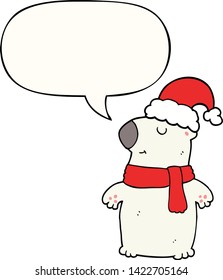 cute cartoon christmas bear with speech bubble