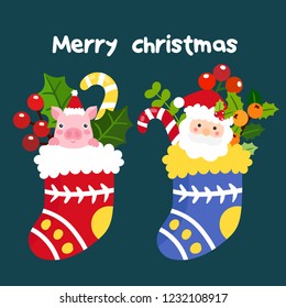 Cute Cartoon Christmas Concept.