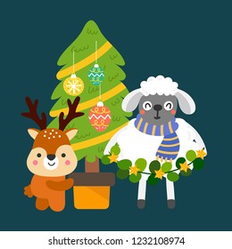 Cute Cartoon Christmas Concept.