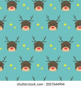 Cute cartoon Christmas deer seamless pattern