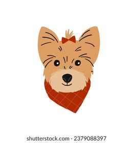 Cute cartoon Christmas dogs - vector prin in flat style. Holidays pet in Christmas hat. 