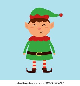 Cute cartoon Christmas elf. Vector illustration