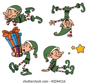 Cute cartoon Christmas elves. All in separate layers for easy editing.