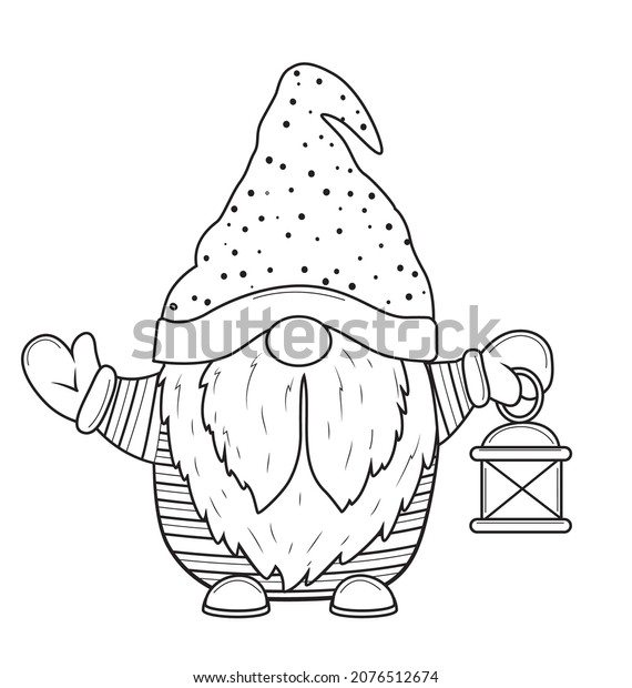 Cute Cartoon Christmas Gnome Vintage Lantern Stock Vector (Royalty Free ...