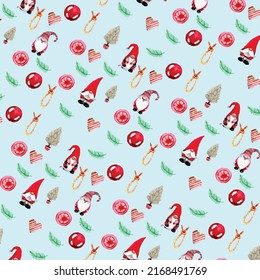 Cute cartoon christmas gnomes seamless pattern 